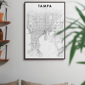 Tampa FL Map Print, Florida USA Map Art Poster, Tampa Bay Area City Street Road Map Print, Nursery Room Wall Office Decor, Printable Map image 3