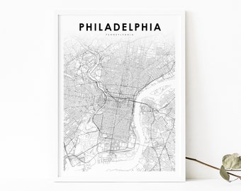 Philadelphia PA Map Print, Pennsylvania USA Map Art Poster, City Street Road Map Print, Nursery Room Wall Office Decor, Printable Map