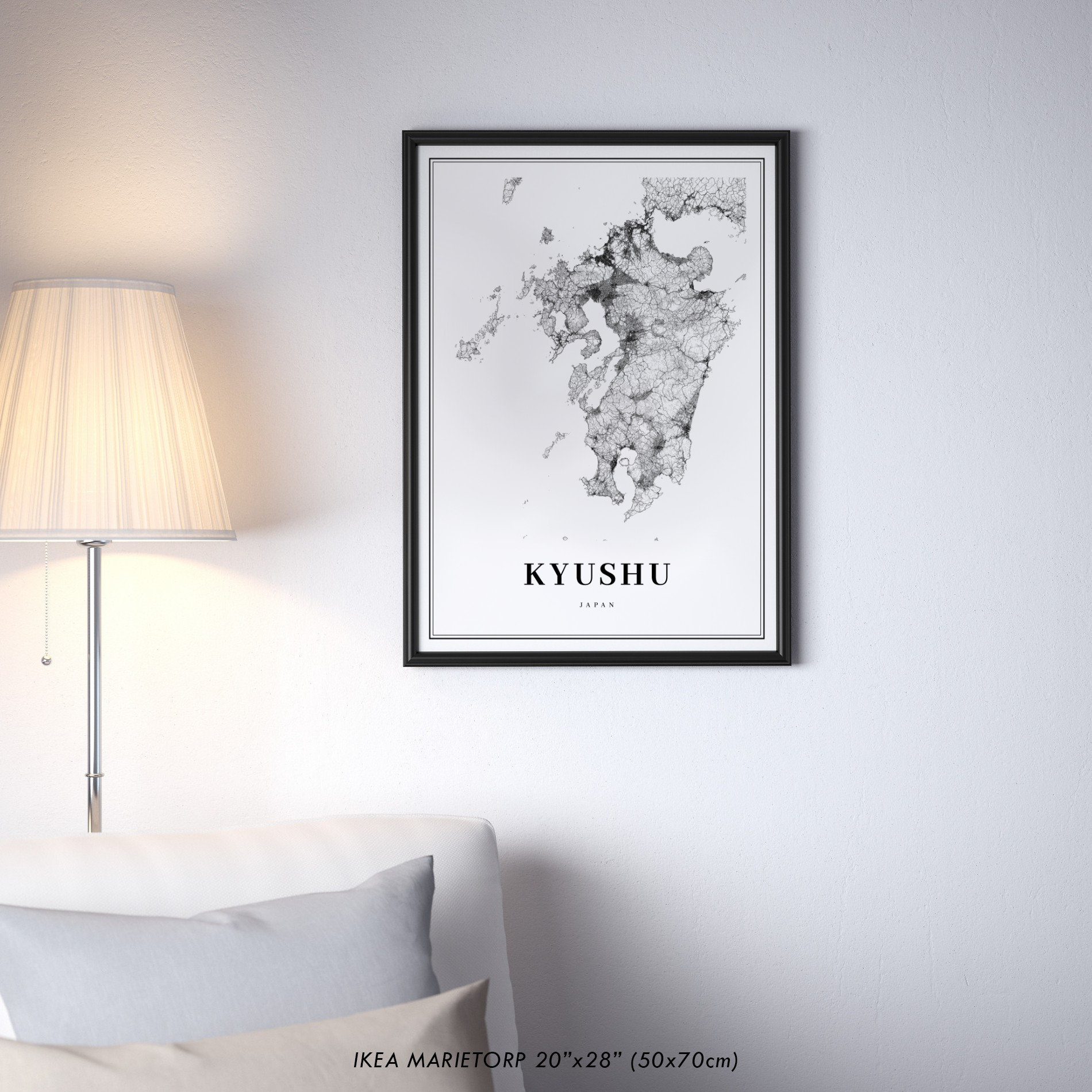 Kyushu Japan Map Print, 九州 日本 Road Map Art Poster