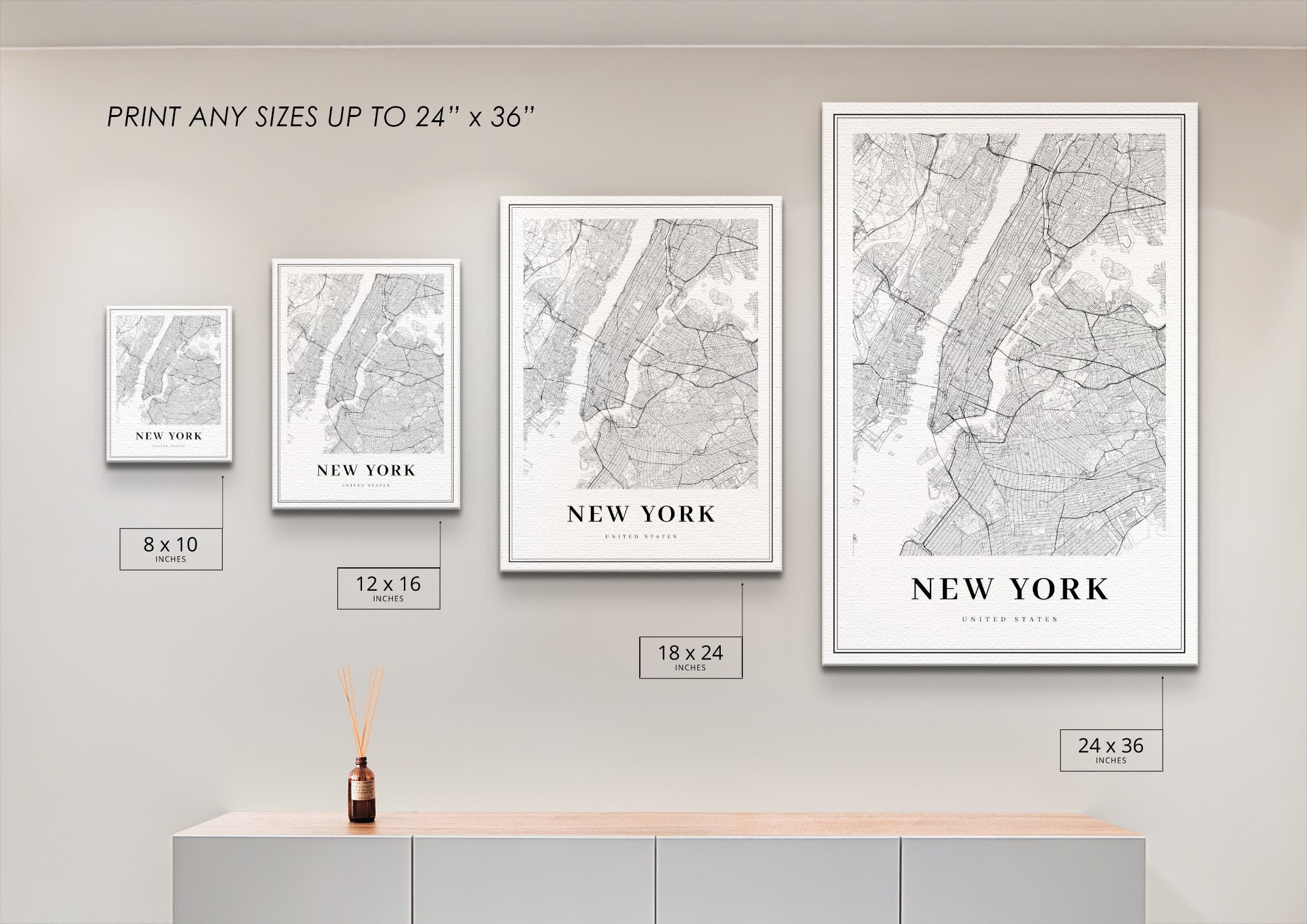 New York Map Print New York City NYC NY USA Map Art Poster | Etsy