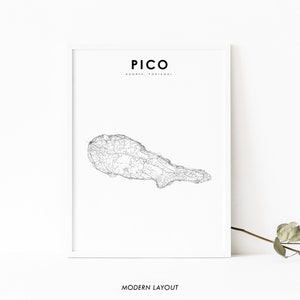 Pico eiland Azoren kaart afdrukken, Ilha do Pico Açores Portugal routekaart poster, kaart kunst, kinderkamer muur kantoor decor, afdrukbare kaart