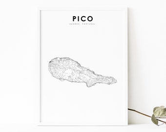 Pico Island Azores Map Print, Ilha do Pico Açores Portugal Road Map Poster, Map Art, Nursery Room Wall Office Decor, Printable Map