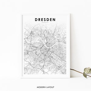 Impressão de mapa de Dresden Alemanha, pôster de arte de mapa, Saxônia, mapa de estrada de cidade, decoração de escritório de parede de berçário, mapa imprimível