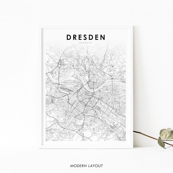 Dresden Germany Map Print, Map Art Poster, Saxony, City Street Road Map Print, Nursery Room Wall Office Decor, Printable Map