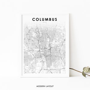 Columbus OH Karte Print, Ohio USA Karte Kunst Poster, Stadt Straße Straße Karte Druck, Kinderzimmer Wand Büro Dekor, druckbare Karte
