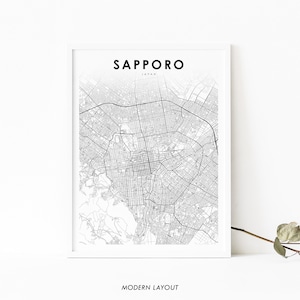Sapporo Japan Map Print, Hokkaido Map Art Poster, 札幌 札幌市 北海道 日本, City Street Road Map Print, Nursery Room Wall Office Decor, Printable Map