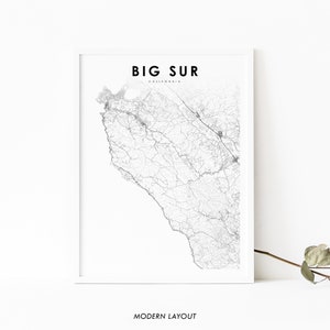 Big Sur CA carte impression, California USA carte Art affiche, San Luis Obispo rue route carte impression, pépinière chambre mur bureau Decor, carte imprimable