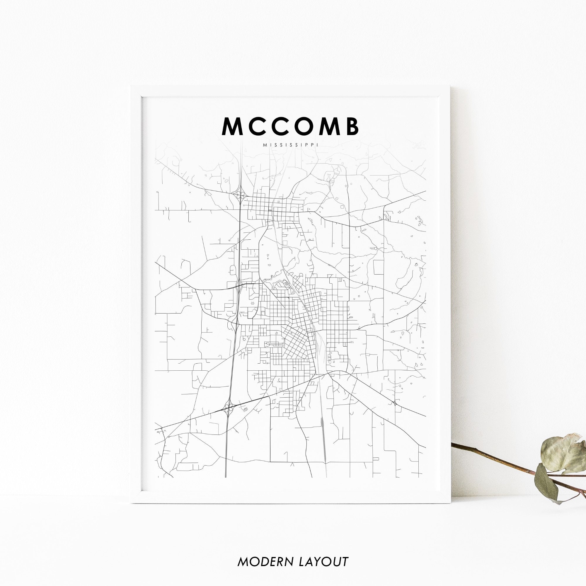 MS Map Print Mississippi USA Map Art Poster Pike Etsy