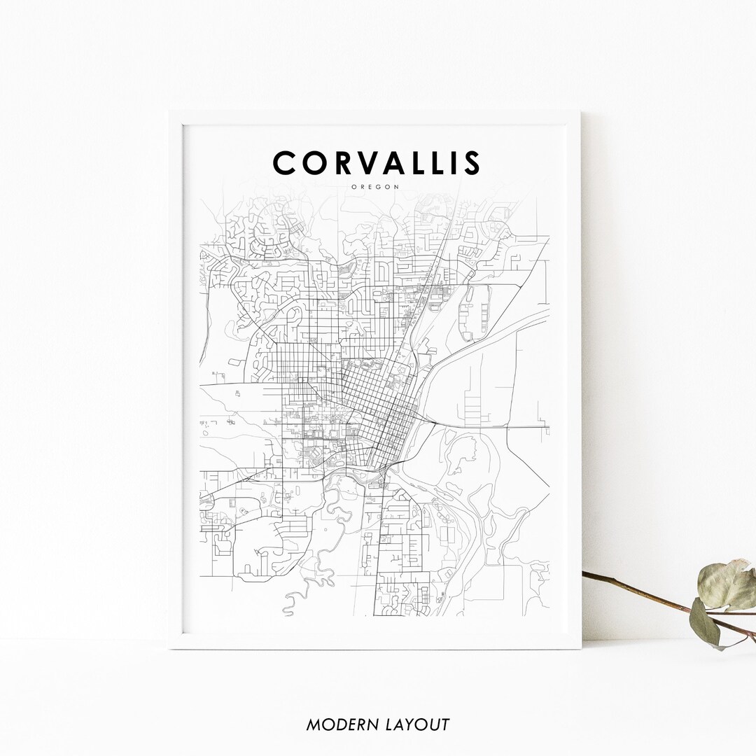 Corvallis OR Map Print Oregon USA Map Art Poster Benton - Etsy