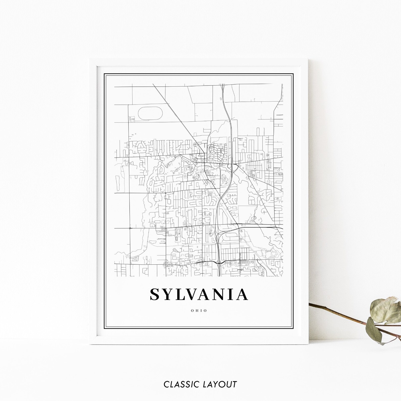 Sylvania OH Map Print Ohio USA Map Art Poster Lucas County Etsy
