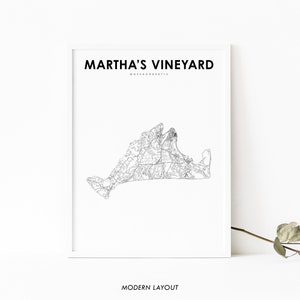 Martha's Vineyard MA Map Print, Massachusetts USA Karte Kunst Poster, Stadt Straße Straße Karte Druck, Kinderzimmer Wand Büro Dekor, druckbare Karte