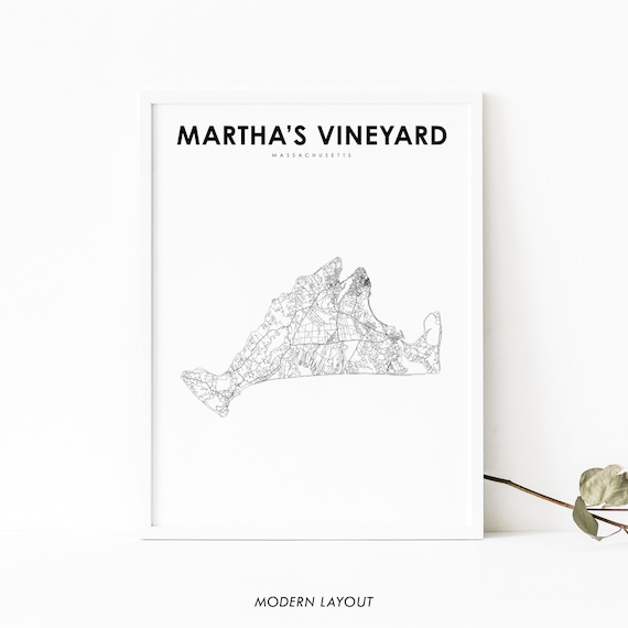 Martha's Vineyard MA Map Print, Massachusetts USA Map Art Poster, City Road Street Map Print, Nursery Room Wall Office Decor, Printable Map