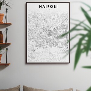 Nairobi Kenya Map Print, Map Art Poster, Nyrobi Africa City Street Road Map Print, Nursery Room Wall Office Decor, Printable Map image 3