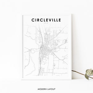 Circleville OH Map Print, Ohio USA Map Art Poster, Pickaway County City Street Road Map Print, Décoration murale de bureau pour chambre d'enfant, carte imprimable
