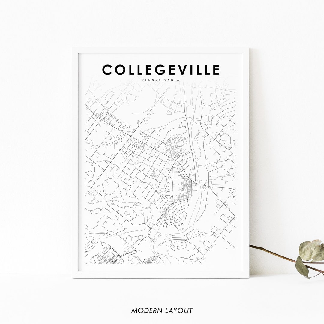 Impresión de mapas de Collegeville PA Póster de arte de mapas Etsy España