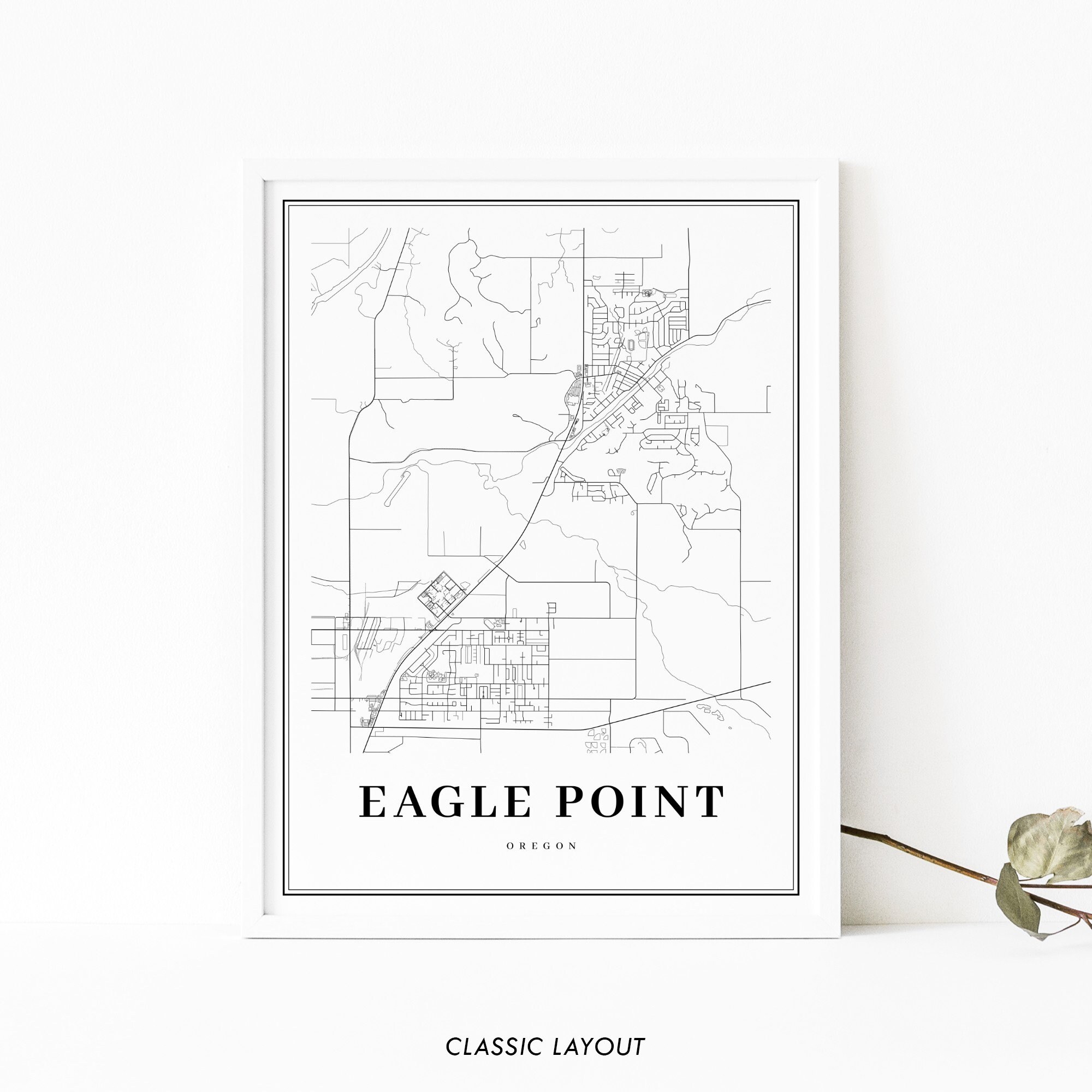 Eagle Point OR Map Print White City Oregon USA Map Art Etsy