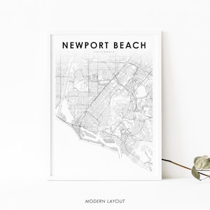 Newport Beach CA Karte Print, Kalifornien USA Karte Kunst Poster, Balboa, Stadt Straße Straßenkarte Druck, Kinderzimmer Wand Büro Dekor, druckbare Karte