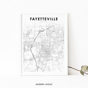 Impressão de mapa AR de Fayetteville, pôster de arte de mapa de Arkansas EUA, impressão de mapa de estradas de ruas da cidade, decoração de escritório de parede de quarto de berçário, mapa para impressão