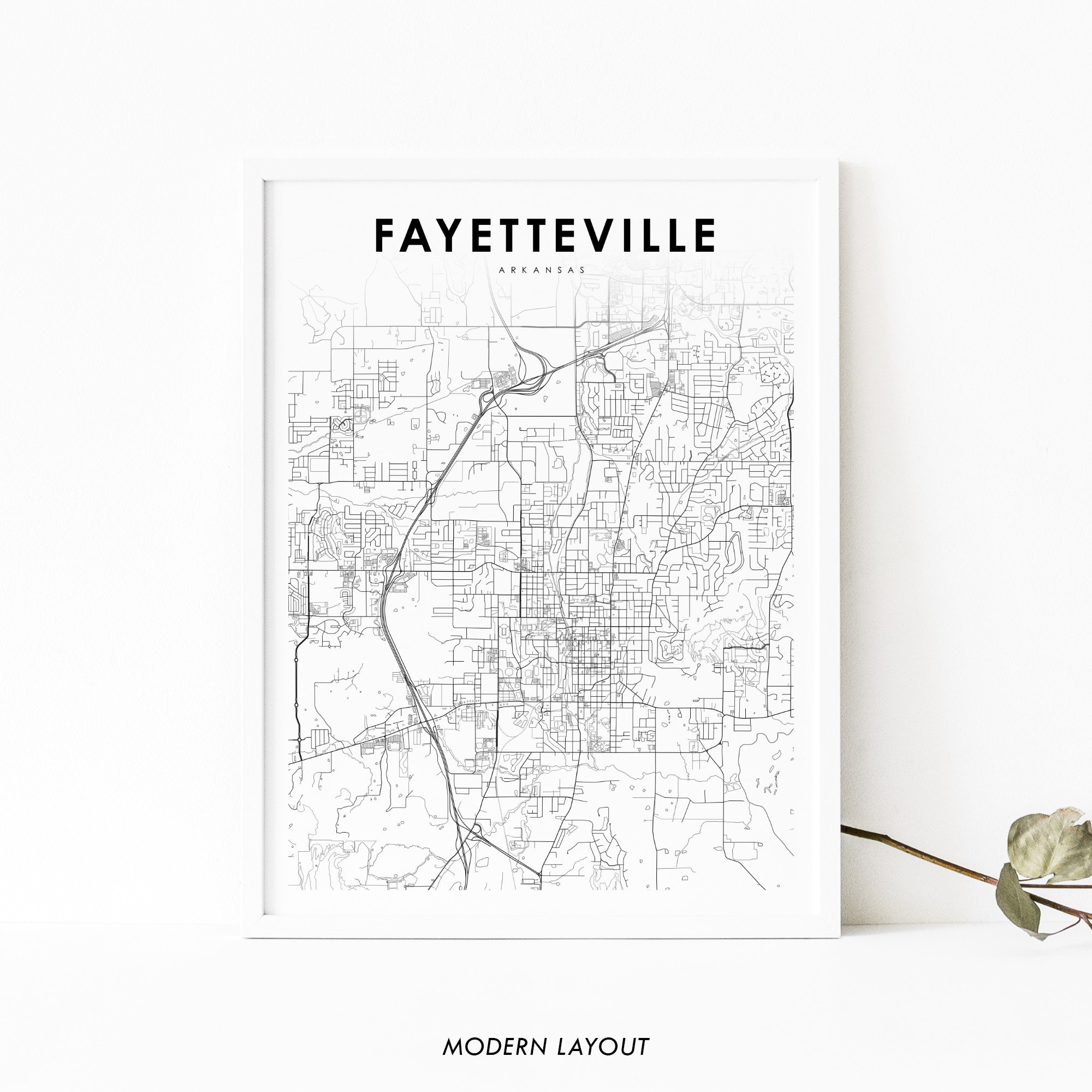 Fayetteville AR Map Print Arkansas USA Map Art Poster City - Etsy