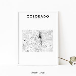 Impression de carte du Colorado, impression de carte routière d'état, CO USA United States Map Art Poster, Nursery Room Wall Office Decor, Printable Map