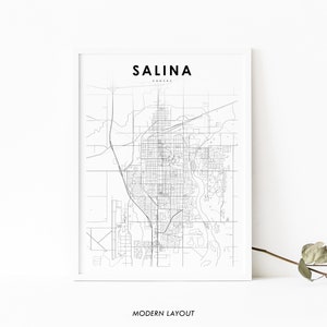 Salina KS Map Print Kansas USA Map Art Poster Saline County - Etsy