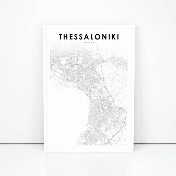 Thessaloniki Map Print Greece Map Art Poster City Street Etsy
