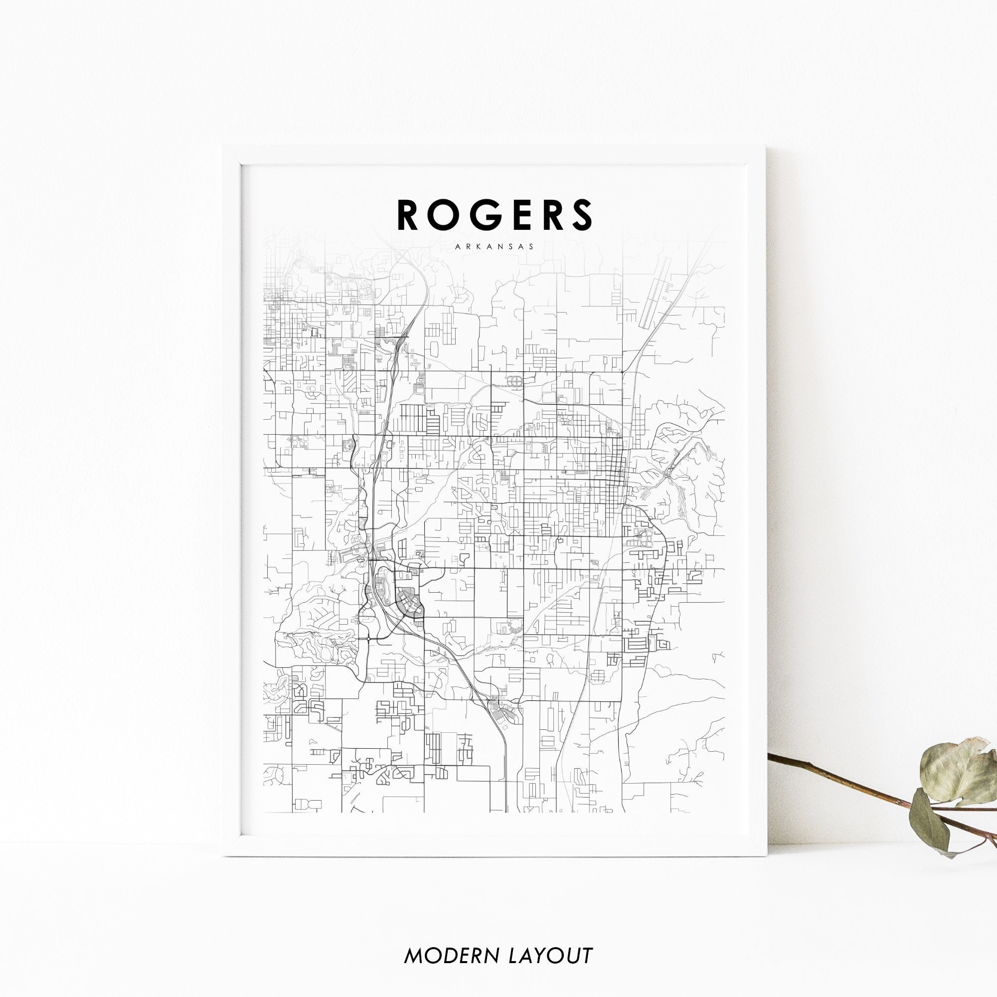 Rogers AR Map Print Arkansas USA Map Art Poster Benton Etsy