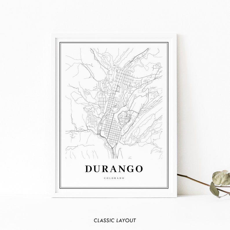 Durango CO Map Print Colorado USA Map Art Poster La Plata - Etsy