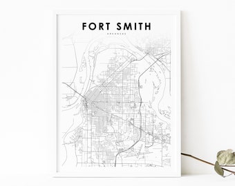 Fort Smith AR Map Print, Arkansas USA Map Art Poster, Sebastian, City Street Road Map Print, Nursery Room Wall Office Decor, Printable Map