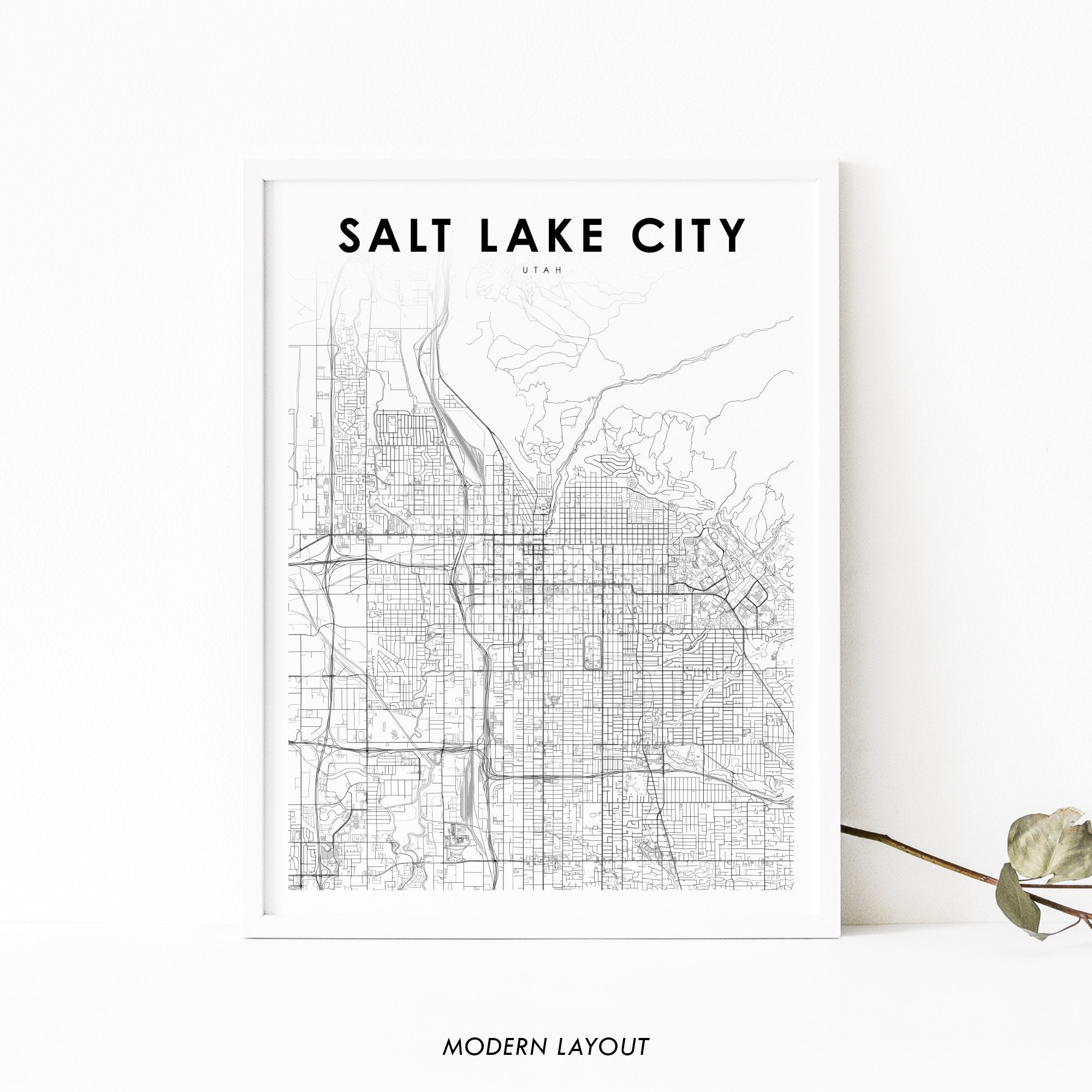Salt Lake City UT Map Print Utah USA Map Art Poster SLC - Etsy