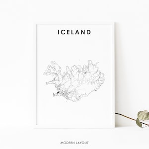 IJsland kaart afdrukken, land routekaart poster, Ísland Reykjavík kaart kunst, kinderkamer muur kantoor decor, afdrukbare kaart