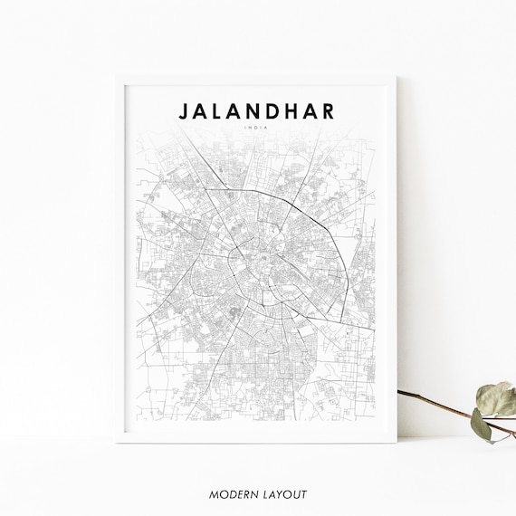 Jalandhar In Punjab Map Jalandhar India Map Print Jullundur Punjab Map Art Poster | Etsy