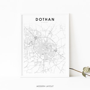 Dothan AL Map Print, Alabama USA Map Art Poster, City Street Road Map Print, Kinderkamer Wall Office Decor, Afdrukbare kaart