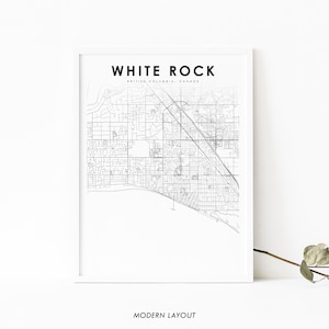 White Rock BC Karte Print, British Columbia Kanada Karte Kunst Poster, Stadt Street Karte Druck, Kinderzimmer Wand Büro Dekor, druckbare Karte