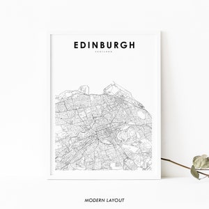 Impressão de mapa de Edimburgo Escócia, pôster de arte de mapa do Reino Unido, impressão de mapa de estradas da cidade, decoração de parede de quarto de berçário, mapa para impressão