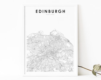 Edinburgh Scotland Map Print, United Kingdom UK Map Art Poster, City Street Road Map Print, Nursery Room Wall Office Decor, Printable Map