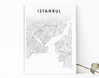 Istanbul Turkey Map Print, Map Art Poster, İstanbul, City Street Road Map Print, Nursery Room Wall Office Decor, Printable Map