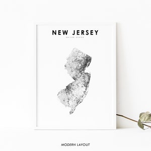 New Jersey Karte Print, State Road Map Print, NJ USA USA Karte Kunst Poster, Kinderzimmer Wand Büro Dekor, druckbare Karte