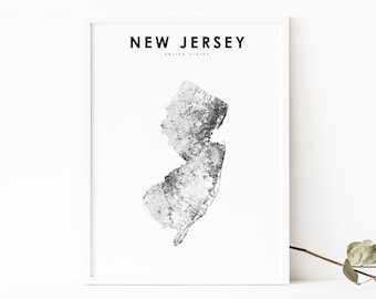 New Jersey Map Print, State Road Map Print, NJ USA United States Map Art Poster, Nursery Room Wall Office Decor, Printable Map
