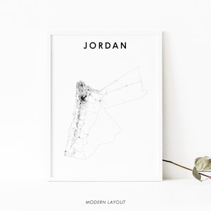 Jordanië kaart afdrukken, land routekaart Art Poster, المملكة الأردنية الهاشمية Amman, kaart kunst, kinderkamer muur Office Decor, afdrukbare kaart