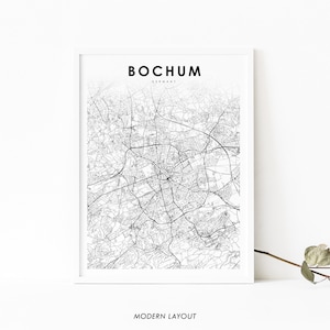 Baukem Deutschland Karte Print, Karte Kunst Poster, Baukem Deutschland, Stadt Straße Road Map Print, Kinderzimmer Wand Büro Dekor, druckbare Karte