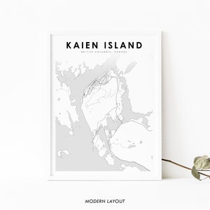 Kaien Island BC Map Print, British Columbia Canada Map Art Poster, City Street Road Map Print, Nursery Room Wall Office Decor, Printable Map