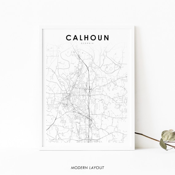 Calhoun GA Map Print USA Map Art Poster Gordon Etsy