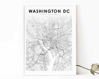 Washington DC Map Print, District of Columbia USA Map Art Poster, City Street Road Map Print, Nursery Room Wall Office Decor, Printable Map