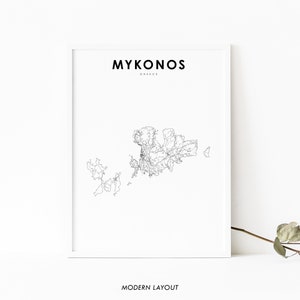 Mykonos Griechenland Karte Print, Karte Kunst Poster, Mykonos Μύκονος Ελληνική, City Street Road Map Print, Kinderzimmer Wand Büro Dekor, druckbare Karte