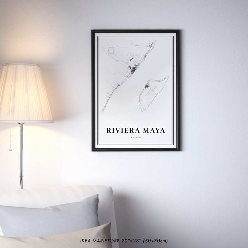 Stampa della mappa Riviera Maya Messico, Poster artistico della mappa, Playa del Carmen, Stampa della mappa stradale della città, Decorazione dell'ufficio della parete della stanza della scuola materna, Mappa stampabile immagine 4