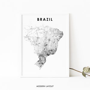 Süd Brasilien Karte Drucken, Land Straße Karte Poster, Brasilien Brasília São Paulo Karte Kunst, Kinderzimmer Wand Büro Dekor, druckbare Karte