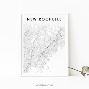 New Rochelle NY Karte Print, New York USA Karte Kunst Poster, Westchester, Stadt Straße Karte Druck, Kinderzimmer Büro Wand Dekor, druckbare Karte