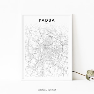Padua Italien Karte Print, Padua Padova Italia Karte Kunst Poster, Stadt Straße Straße Karte Druck, Kinderzimmer Wand Büro Dekor, druckbare Karte