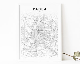 Padua Italy Map Print, Padova Pàdova Italia Map Art Poster, City Street Road Map Print, Nursery Room Wall Office Decor, Printable Map